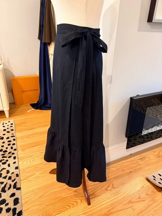Reformation Black Linen Wrap Ruffle Skirt - Picture 9 of 15